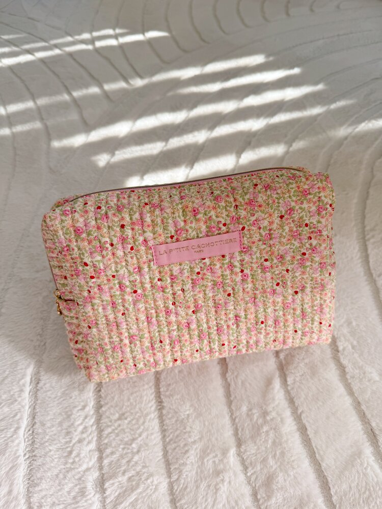 Marly Flower Toiletry Bag / Light Pink & Green (Large)