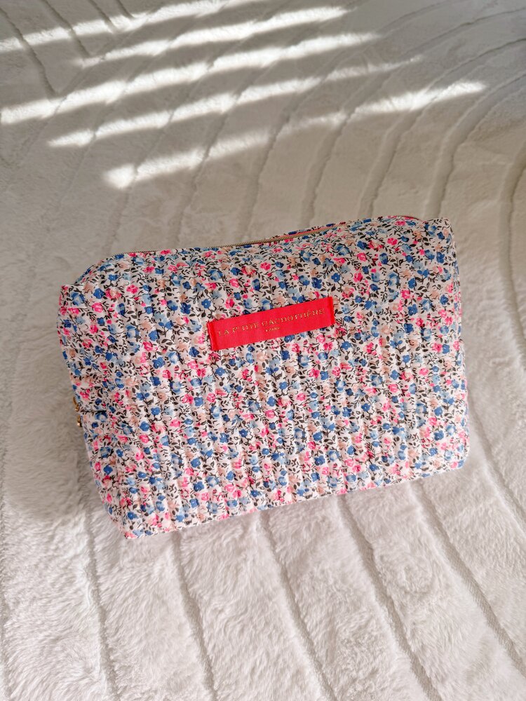 Marly Flower Toiletry Bag / Neon Pink & Blue