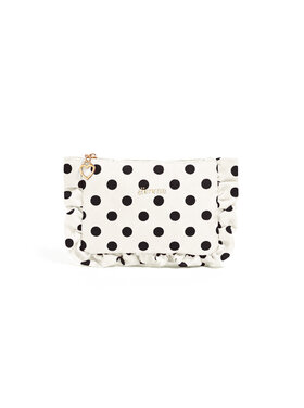 Mailey Polkadot Ruffle Pouch / White