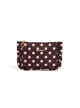 Mailey Polkadot Ruffle Pouch / Brown & Pink