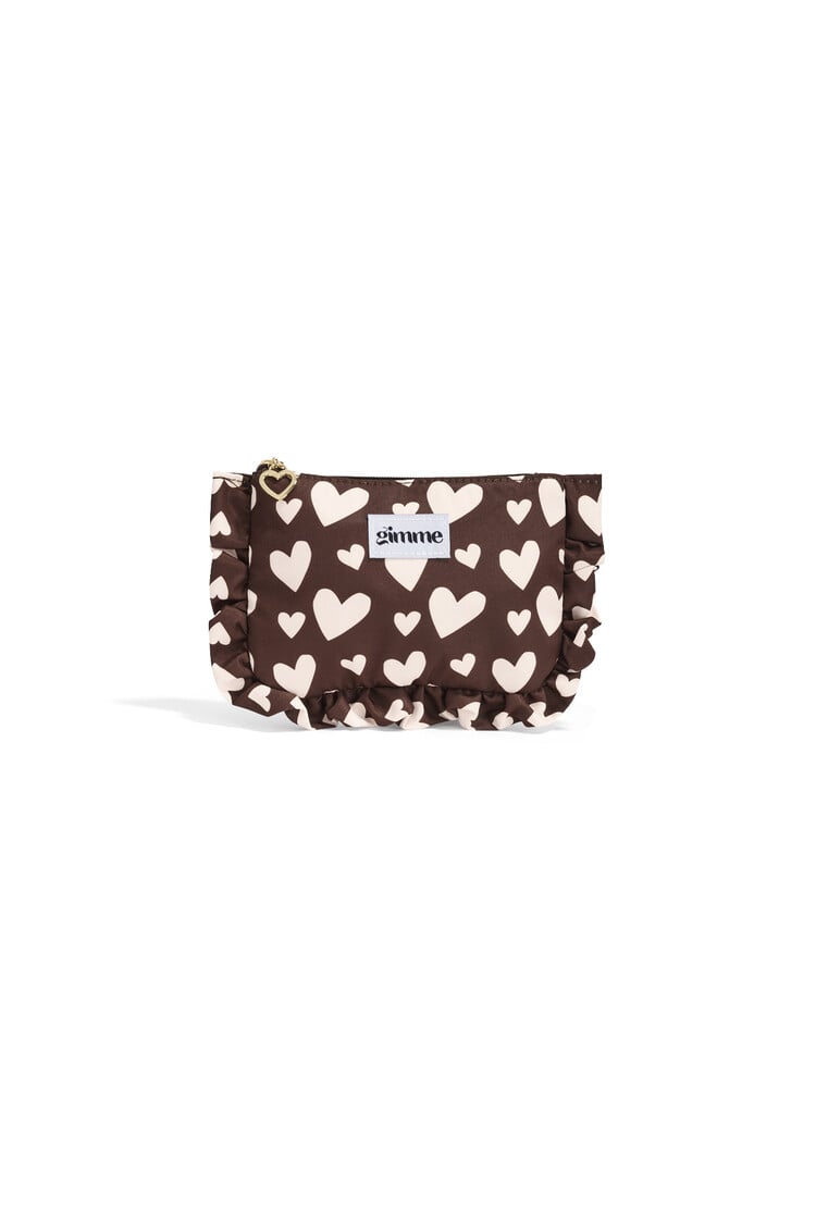 Mailey Heart Ruffle Pouch / Brown