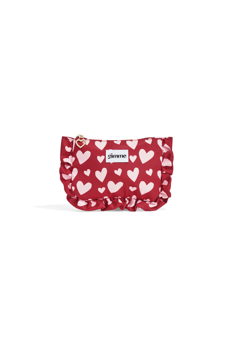 Mailey Heart Ruffle Pouch / Burgundy