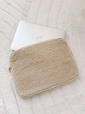 Malou Teddy Laptop Sleeve / Beige