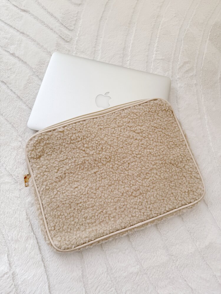Malou Teddy Laptop Sleeve / Beige