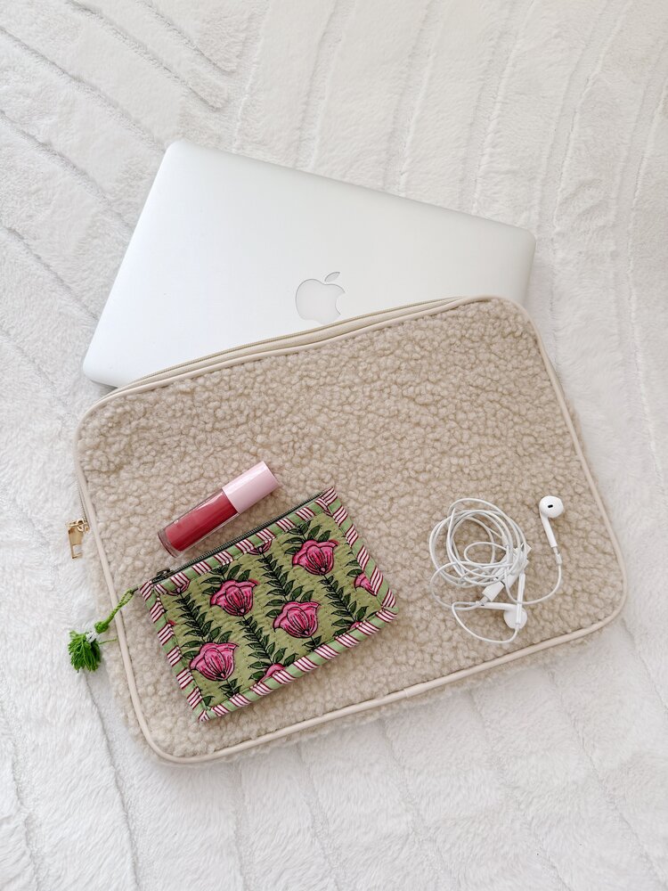 Malou Teddy Laptop Sleeve / Beige