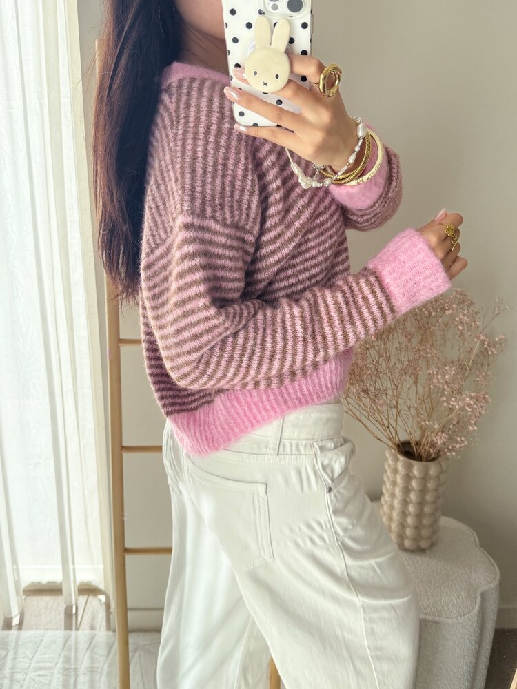 Lilian Striped Sweater / Pink & Brown