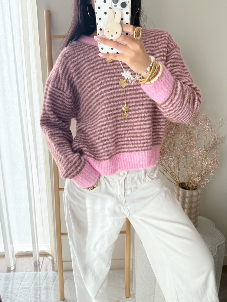 Lilian Striped Sweater / Pink & Brown