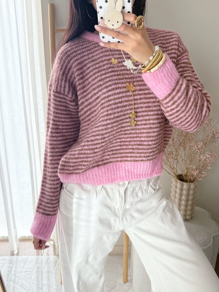 Lilian Striped Sweater / Pink & Brown