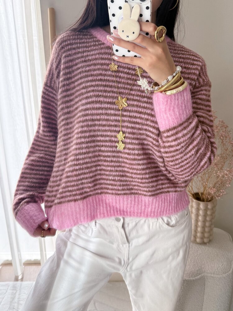 Lilian Striped Sweater / Pink & Brown
