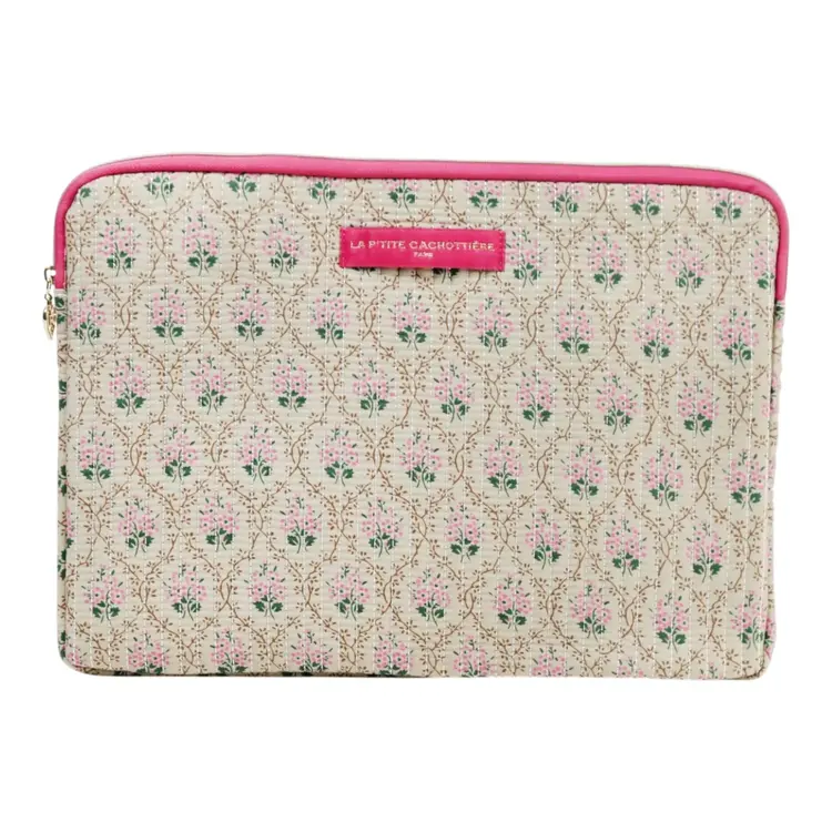 Belin Flower Laptop Sleeve / Light Green & Pink (14 inch)