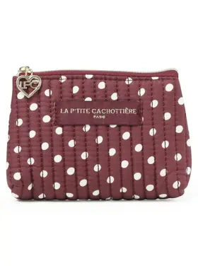 Ava Polkadot Wallet Pouch / Burgundy
