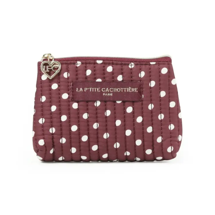 Ava Polkadot Wallet Pouch / Burgundy