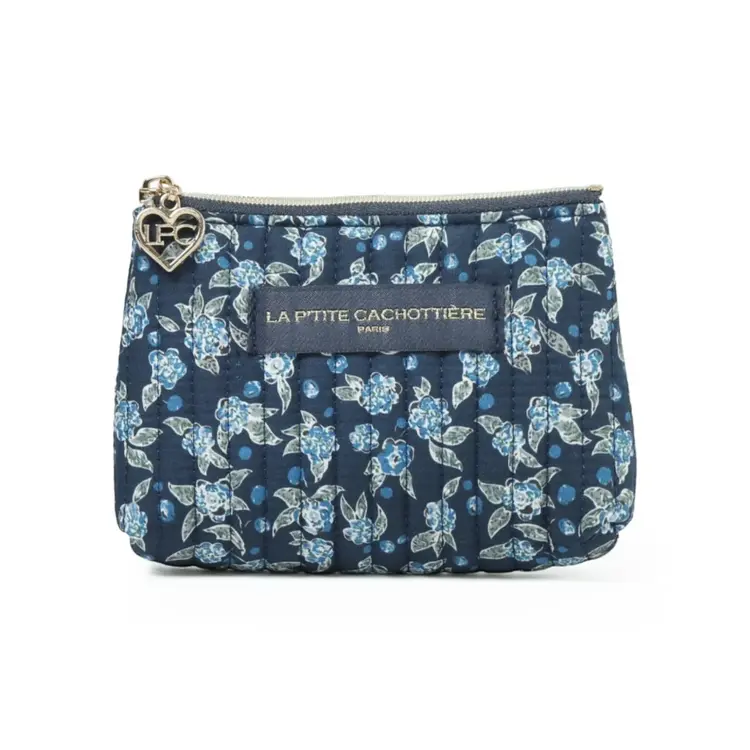 Ava Flower Wallet Pouch / Navy Blue