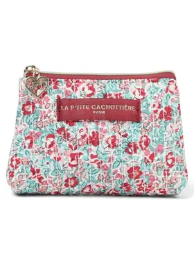 Ava Flower Wallet Pouch / Red & Mint