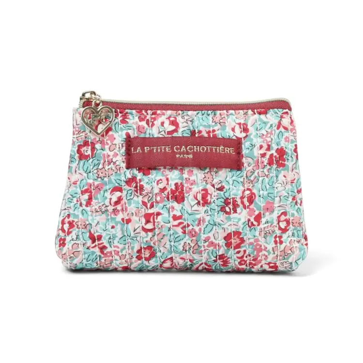Ava Flower Wallet Pouch / Red & Mint
