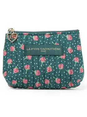 Ava Flower Wallet Pouch / Dark Green