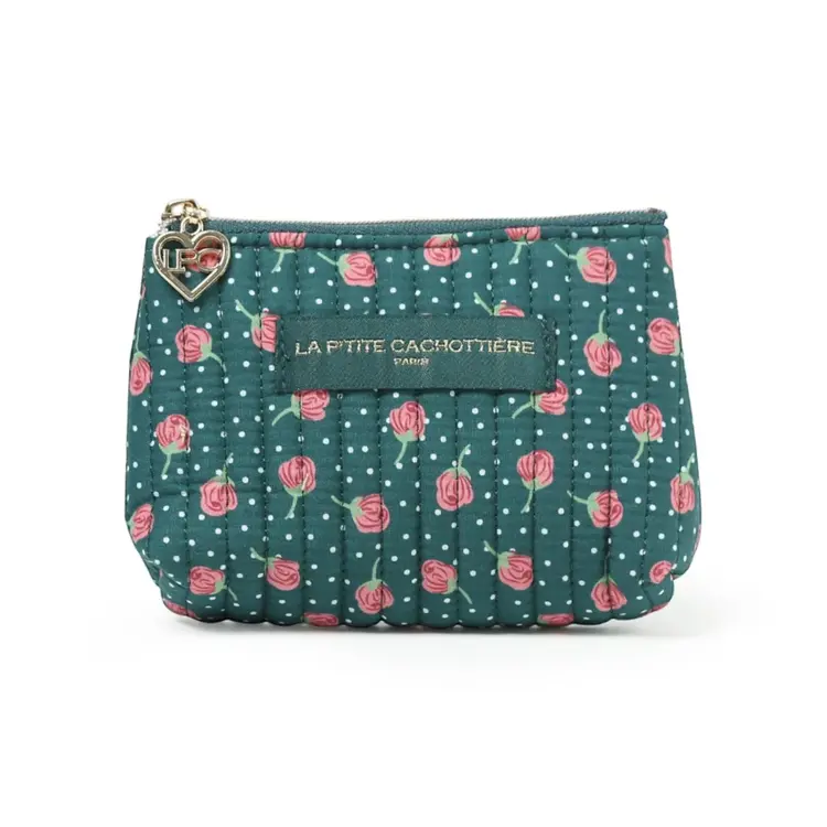 Ava Flower Wallet Pouch / Dark Green