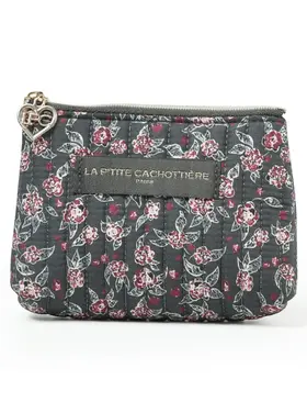 Ava Flower Wallet Pouch / Charcoal