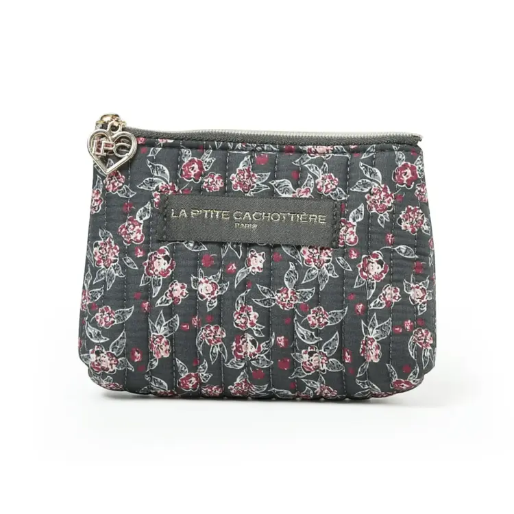 Ava Flower Wallet Pouch / Charcoal