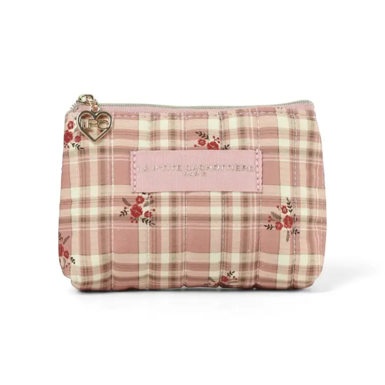 Ava Checkered Wallet Pouch / Pink