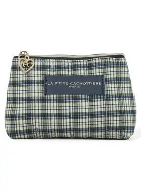 Ava Checkered Wallet Pouch / Charcoal