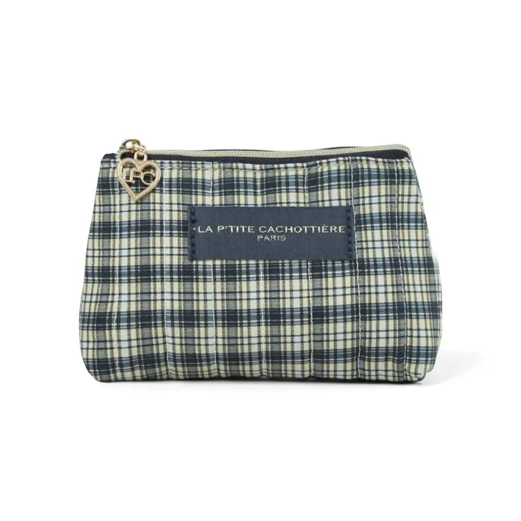 Ava Checkered Wallet Pouch / Charcoal