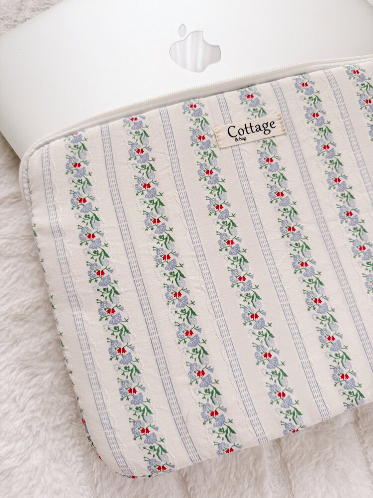 Cara Floral Stripe Laptop Sleeve / Blue (13 inch)