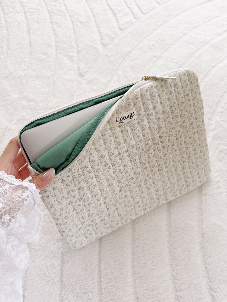 Cara Flower Laptop Sleeve / Light Green (13 inch)