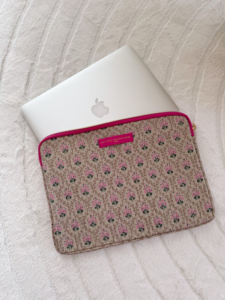 Belin Flower Laptop Sleeve / Light Green & Pink (14 inch)