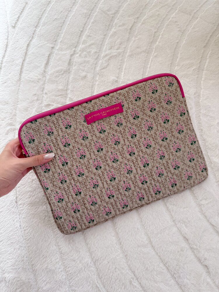Belin Flower Laptop Sleeve / Light Green & Pink (14 inch)