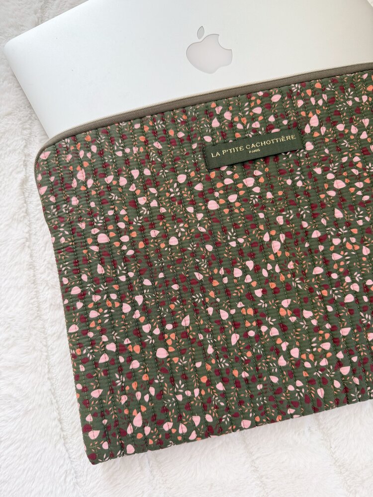 Belin Flower Laptop Sleeve / Army Green (14 inch)