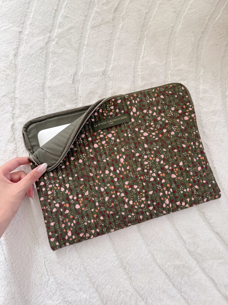 Belin Flower Laptop Sleeve / Army Green (14 inch)
