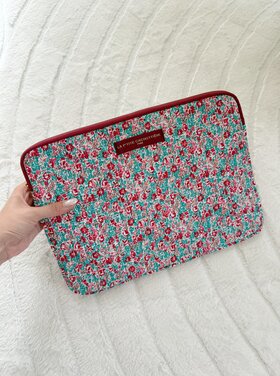 Belin Flower Laptop Sleeve / Red & Mint (14 inch)