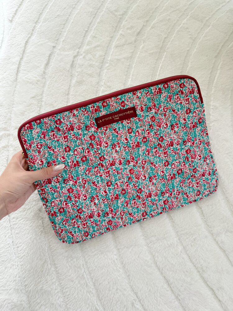 Belin Flower Laptop Sleeve / Red & Mint (14 inch)