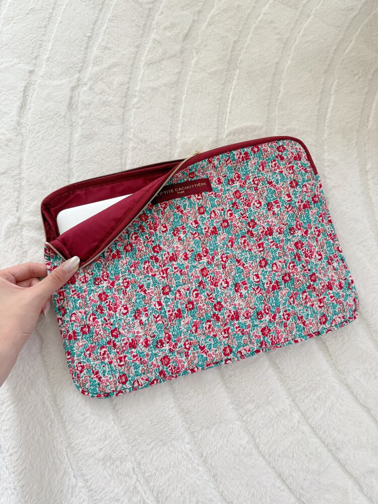 Belin Flower Laptop Sleeve / Red & Mint (14 inch)