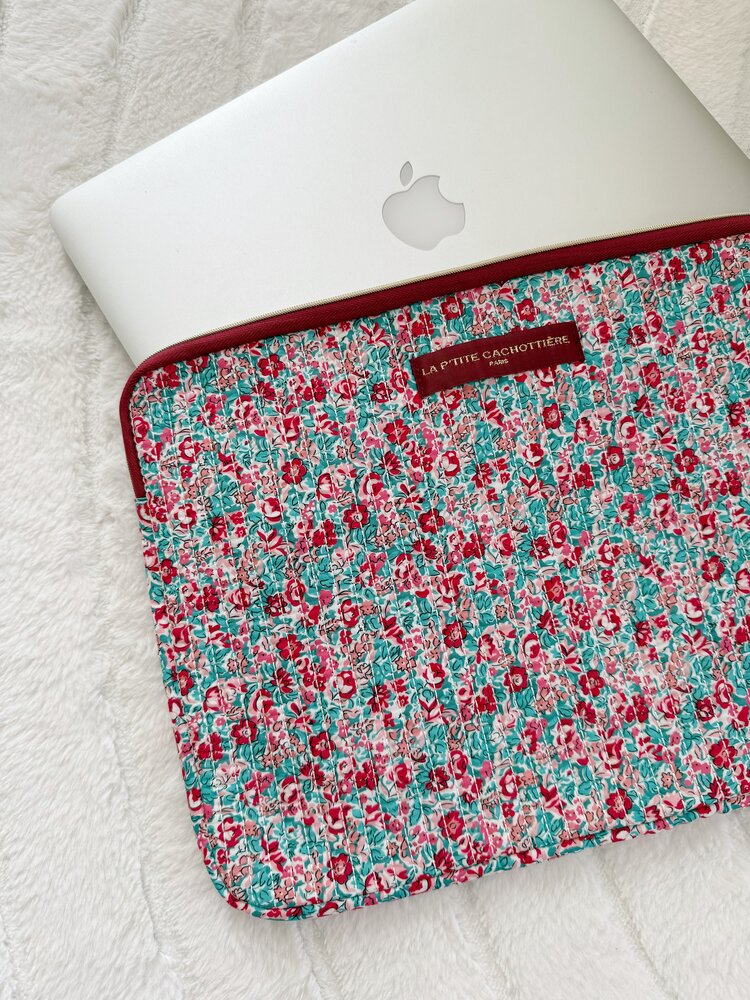 Belin Flower Laptop Sleeve / Red & Mint (14 inch)