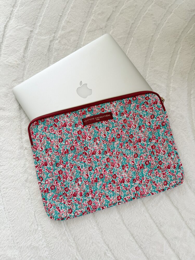 Belin Flower Laptop Sleeve / Red & Mint (14 inch)