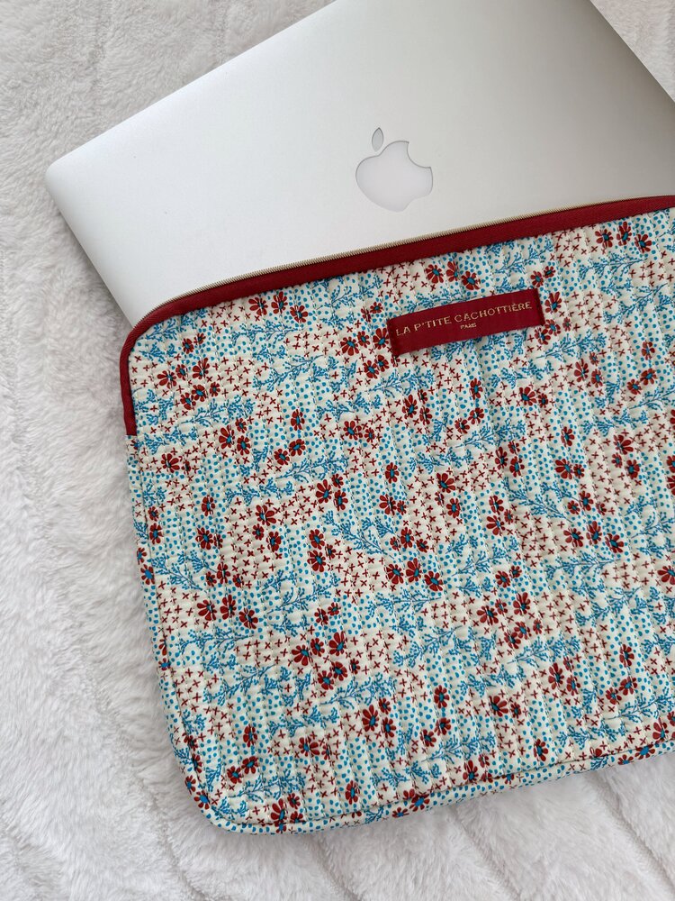 Belin Flower Laptop Sleeve / Blue & Red (14 inch)