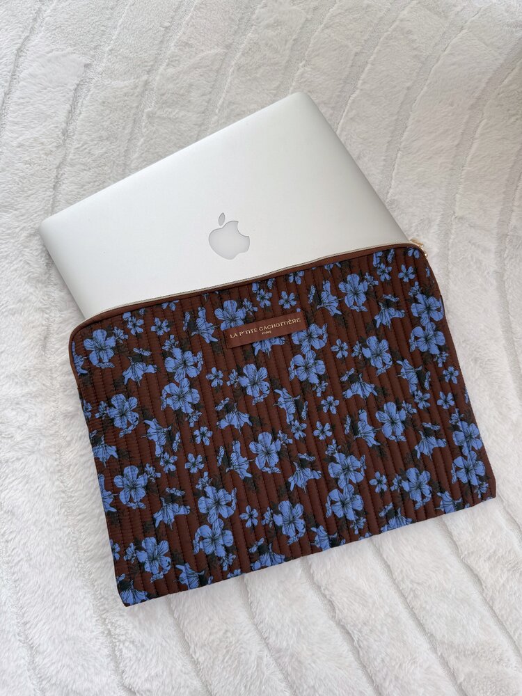 Belin Flower Laptop Sleeve / Brown & Blue (14 inch)