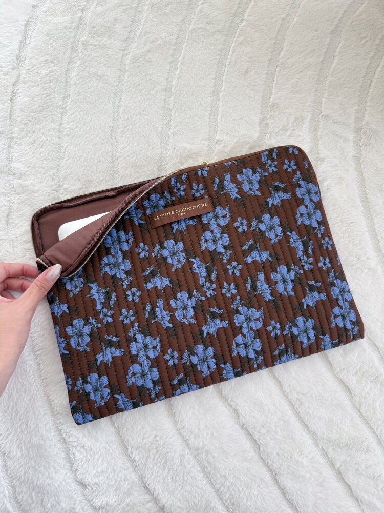 Belin Flower Laptop Sleeve / Brown & Blue (14 inch)