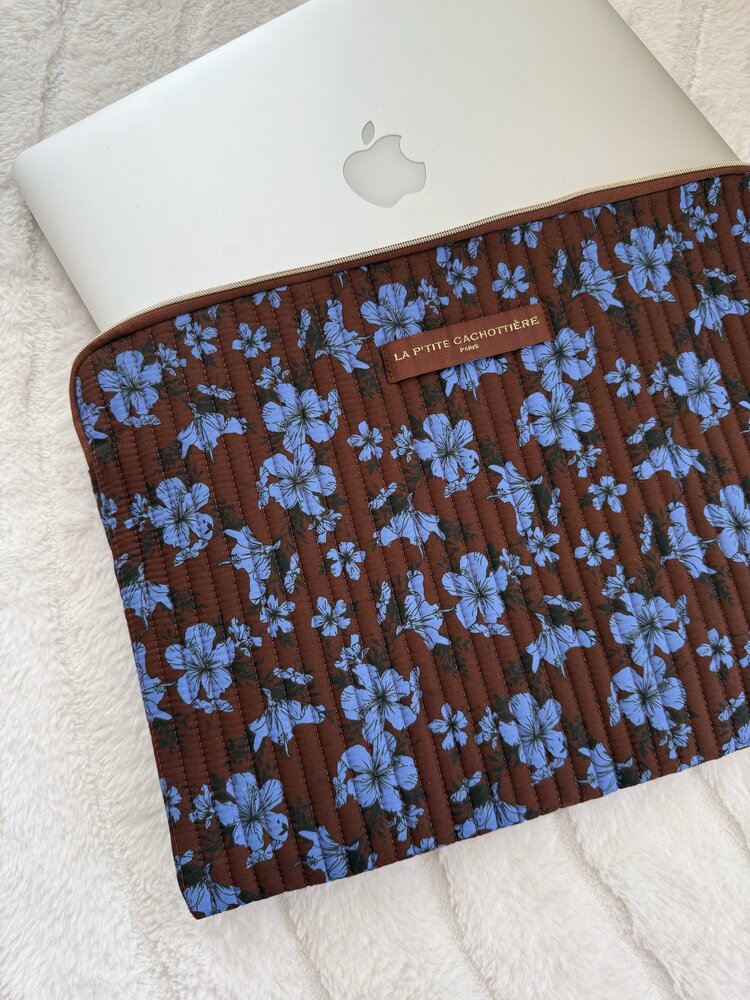 Belin Flower Laptop Sleeve / Brown & Blue (14 inch)
