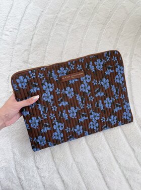 Belin Flower Laptop Sleeve / Brown & Blue (14 inch)