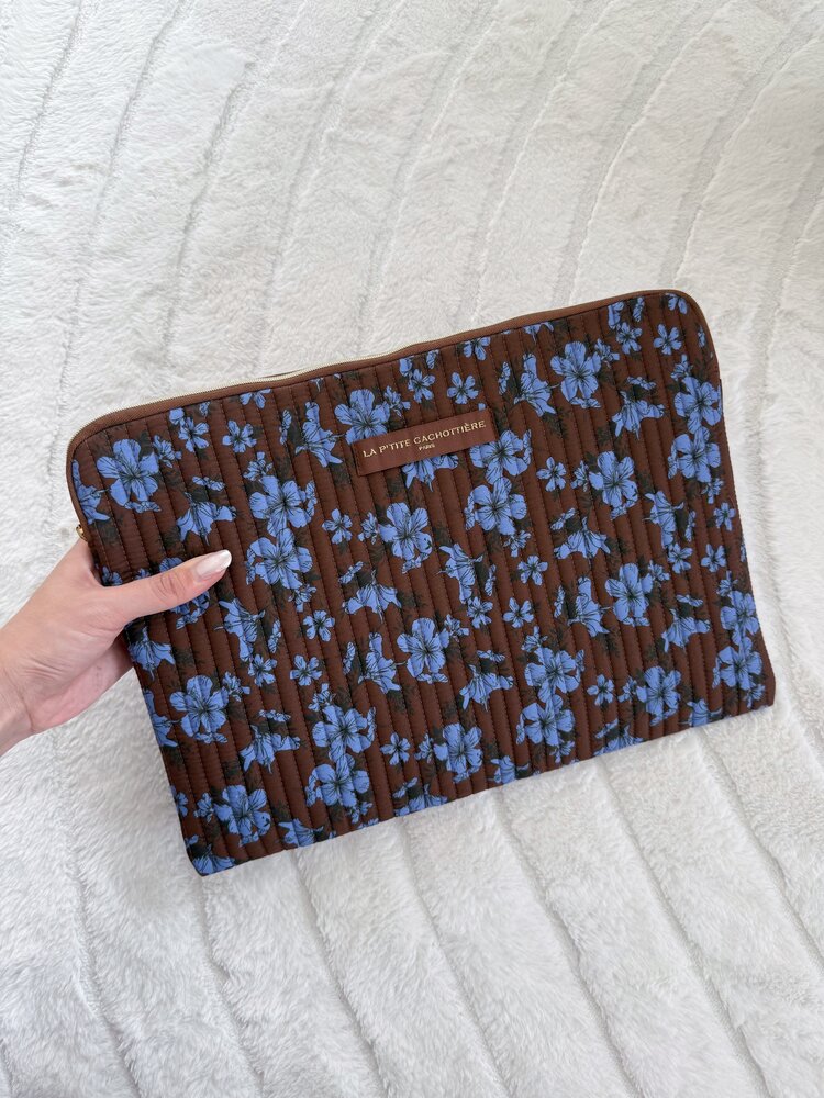 Belin Flower Laptop Sleeve / Brown & Blue (14 inch)