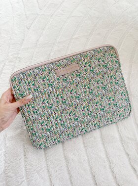 Belin Flower Laptop Sleeve / Green & Beige (14 inch)