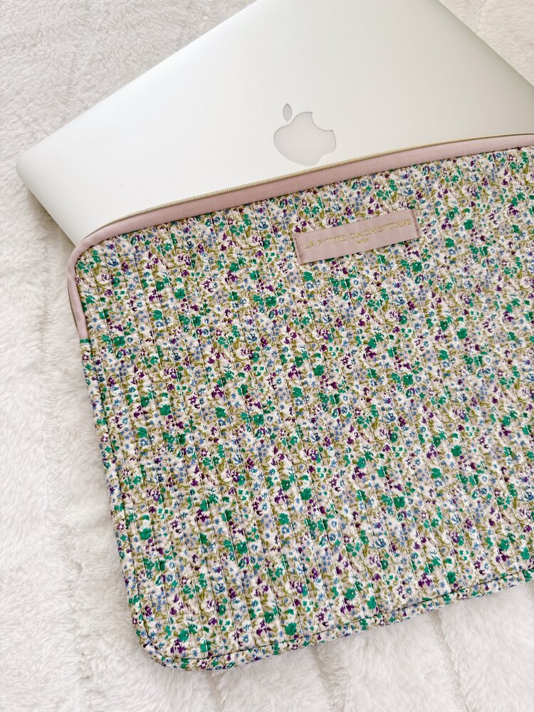 Belin Flower Laptop Sleeve / Green & Beige (14 inch)