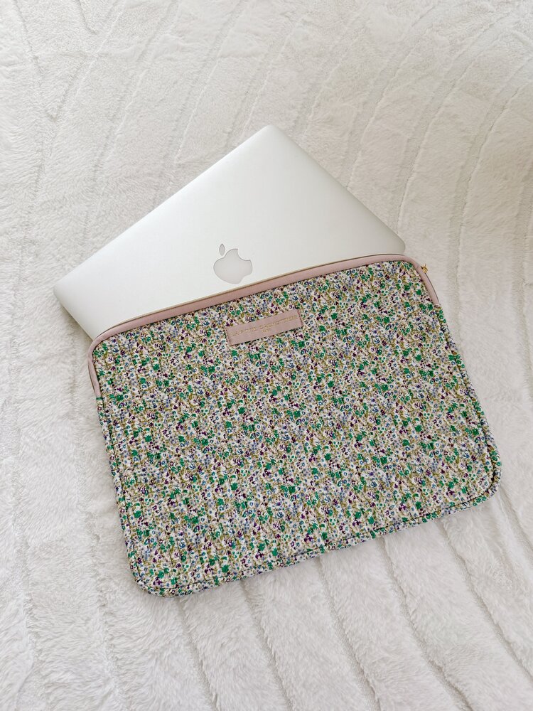 Belin Flower Laptop Sleeve / Green & Beige (14 inch)