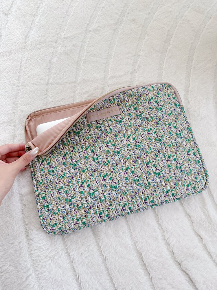 Belin Flower Laptop Sleeve / Green & Beige (14 inch)
