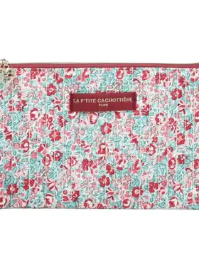 Lizzie Flower Pouch / Mint & Red