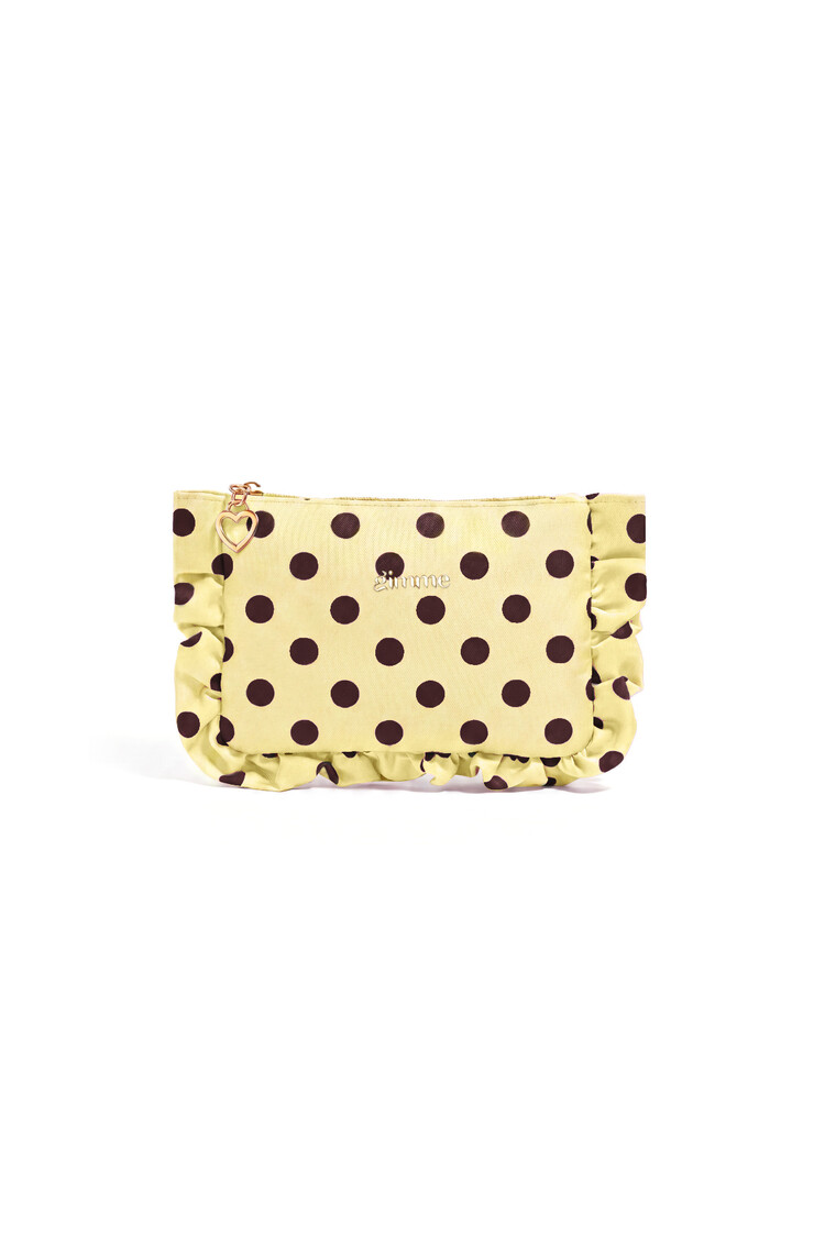 Mailey Polkadot Ruffle Pouch / Yellow