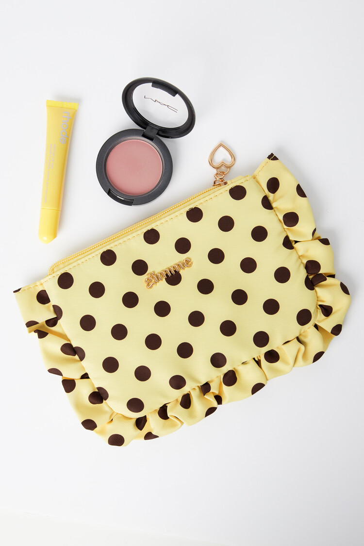Mailey Polkadot Ruffle Pouch / Yellow